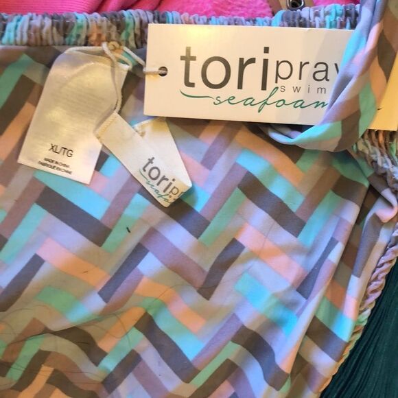 Tori Praver Seafoam Pastel Zigzag Bikini Bottoms New With Tags XL - Picture 4 of 9
